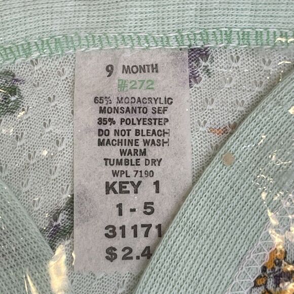 NOS Vintage Baby 9M Sleeper Footed‎ Pajamas Snap USA KMart NWT Lightweight - Picture 3 of 10